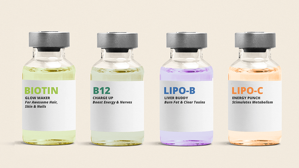Vitamin Shots LT Clinics Vials of some of the Vitamin Shot Options provided at LT Clinics in Colleyville and Fort Worth
